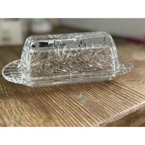 Miller Rogaska Crystal Butter Dish 7.5" w/ Cover Richmond Pattern Signed. READ